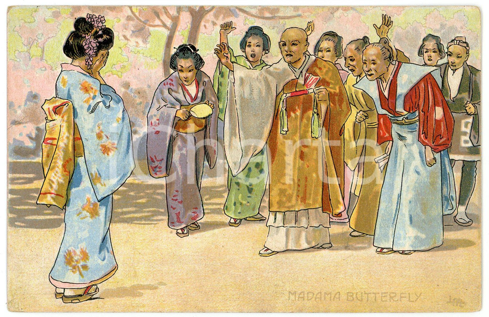 1910 ca MADAMA BUTTERFLY Artist Leopoldo METLICOVITZ Postcard FP NV (5)  Cartolina d'epoca, non viaggiata. EDITORE: G. Ricordi - Milano POOR/danneggiato piegatura al lato destro Formato: 14x9 cm originale e autentica 1