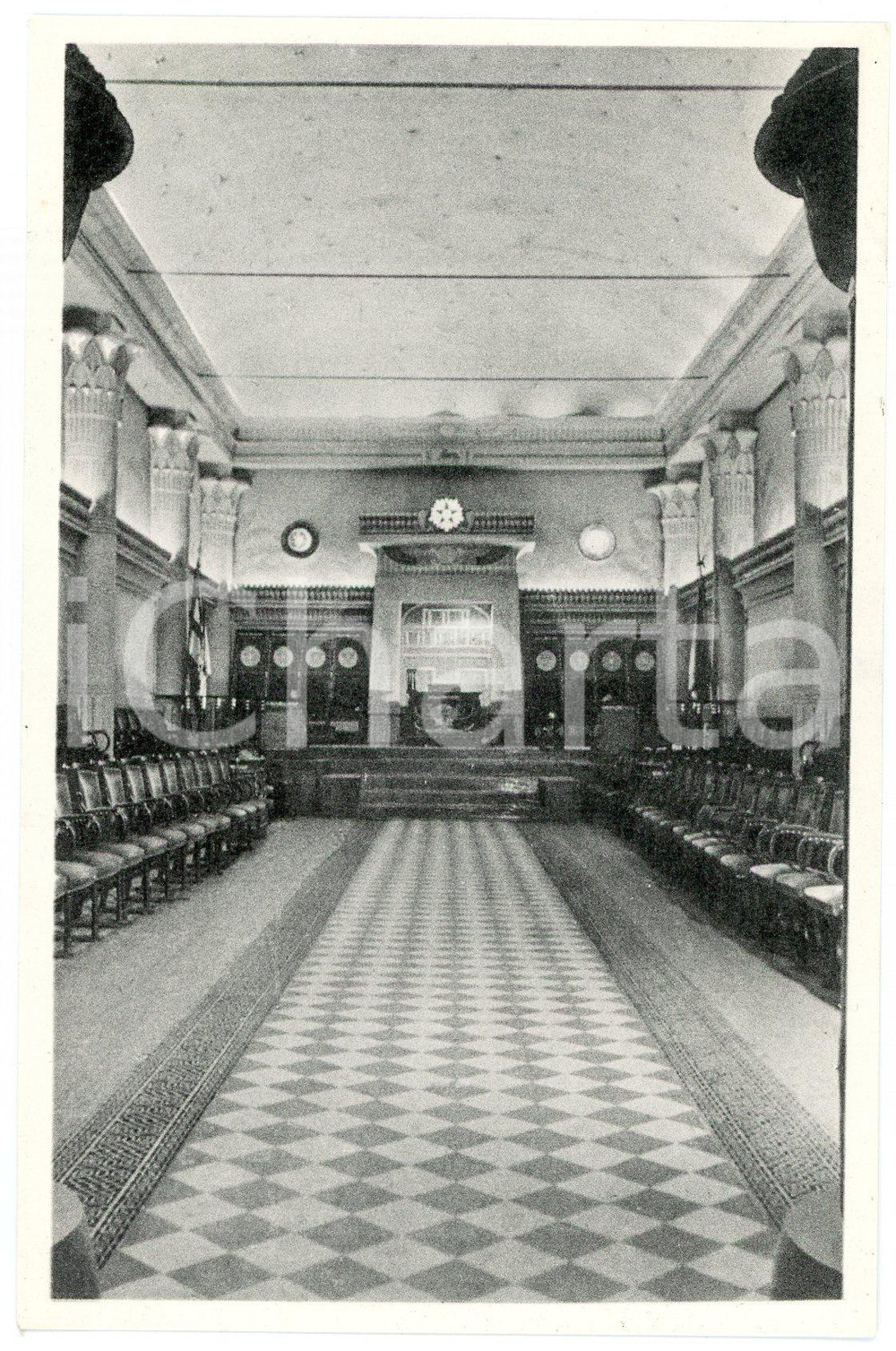 1910 ca BRUSSEL Belgische Anti-vrijmetselarij Bond - DE BEZEM - Postcard n°9  Cartolina postale d'epoca, della lega anti-massoneria belga, non viaggiata.Didascalia al verso: "9 - Binnenzicht van de loge "Anglo-Belge" te Antwerpen".CONDIZIONI: GFORMATO: FP    originale e autentica 1