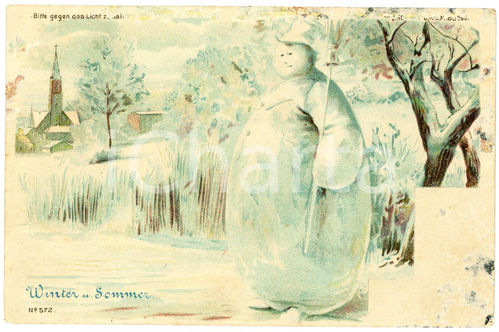 1900 ca FOUR SEASON Winter und sommer ILLUSTRÉE - Carte postale lumineuse FP NV  Cartolina postale d'epoca, non viaggiata.EDITORE: M&eacute;t&eacute;or CONDIZIONI: POOR (estese abrasioni ai margini)FORMATO: FP    originale e autentica 1