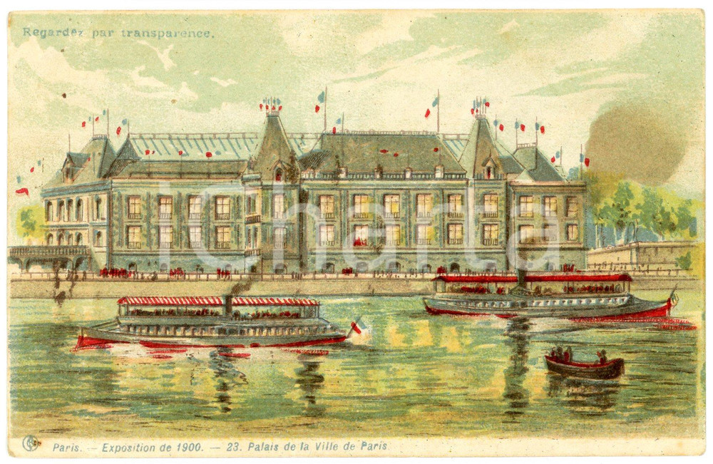 1900 EXPOSITION DE PARIS Palais de la Ville de Paris - Carte postale lumineuse  Cartolina postale d'epoca, non viaggiata.CONDIZIONI: FAIRFORMATO: FP    originale e autentica 1