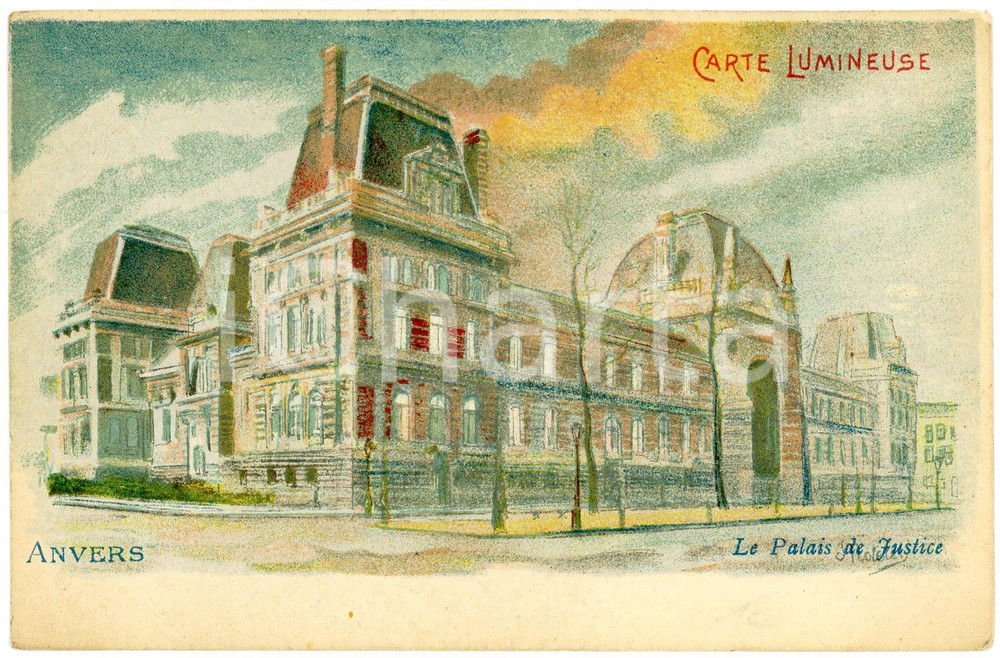 1900 ca ANVERS (BELGIQUE) Le Palais de Justice - Carte postale lumineuse FP NV  Cartolina postale d'epoca, viaggiata.CONDIZIONI: FAIRFORMATO: FP    originale e autentica 1