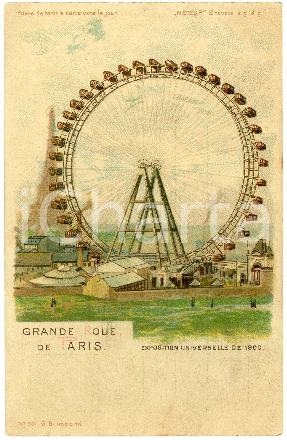 1900 EXPOSITION DE PARIS Grande Roue de Paris - Carte postale lumineuse FP VG  Cartolina postale d'epoca, viaggiata.EDITORE: M&eacute;t&eacute;or CONDIZIONI: FAIRFORMATO: FP    originale e autentica 1