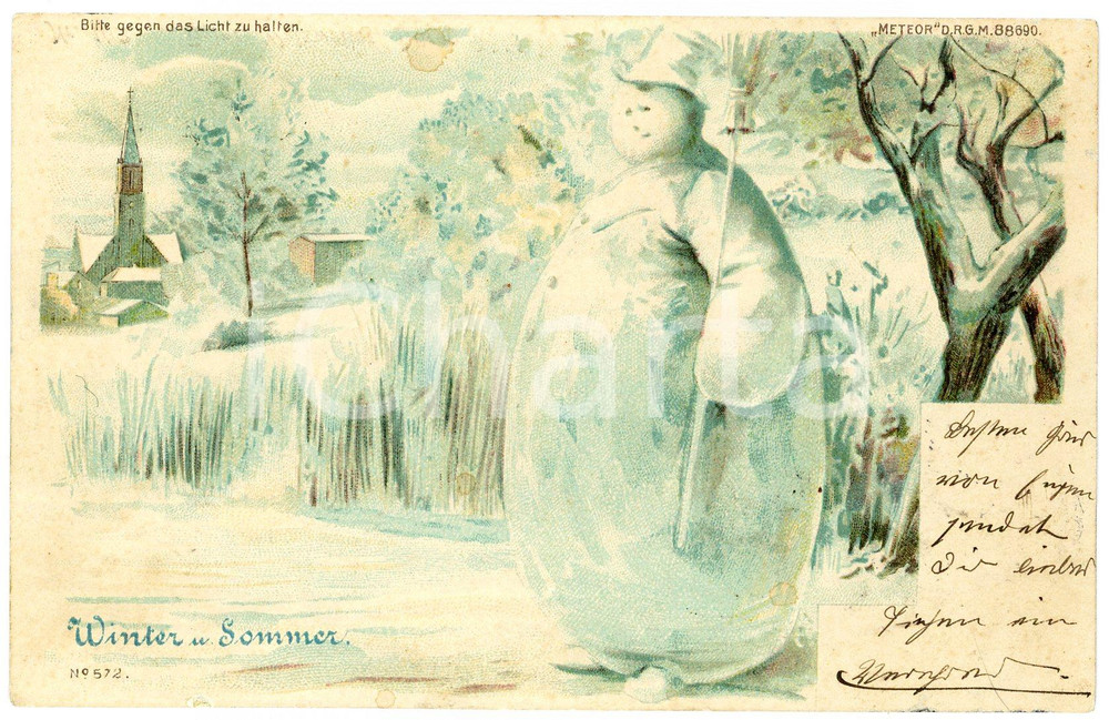 1901 FOUR SEASON Winter und sommer ILLUSTRÉE - Carte postale lumineuse FP VG  Cartolina postale d'epoca, viaggiata.EDITORE: M&eacute;t&eacute;or CONDIZIONI: FAIR (piccole macchie al recto)FORMATO: FP    originale e autentica 1