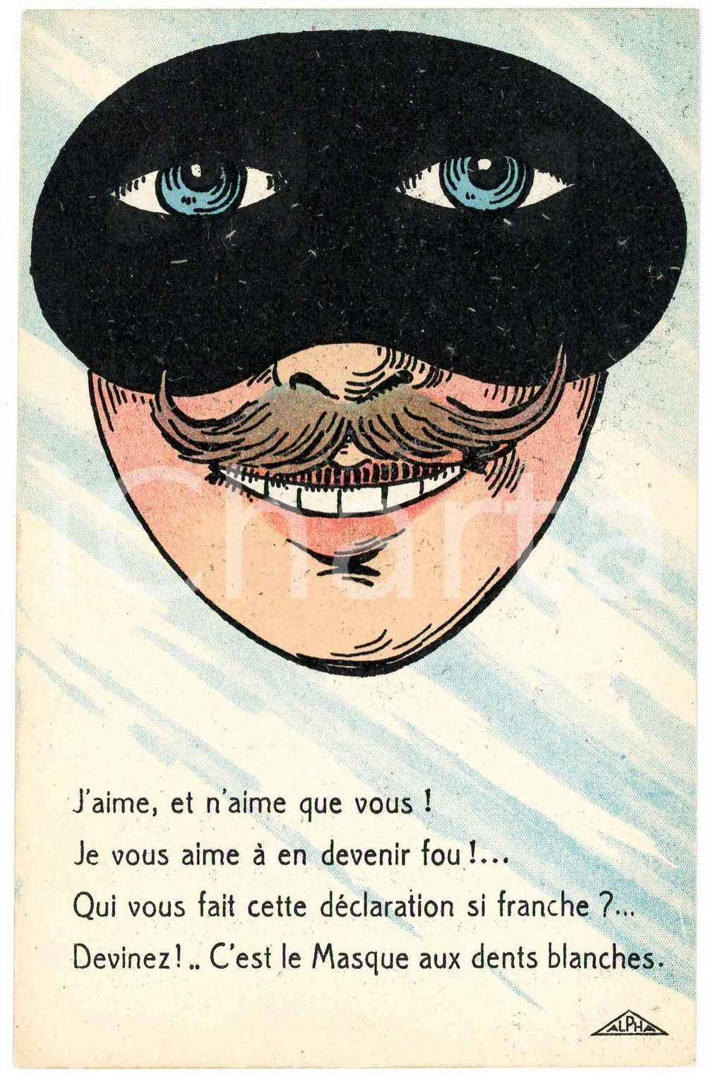 1920 ca HUMOUR Le masque aux dents blanches - Carte postale ILLUSTRÉE FP NV  Cartolina postale d'epoca, non viaggiata.CONDIZIONI: FAIR FORMATO: FP    originale e autentica 1