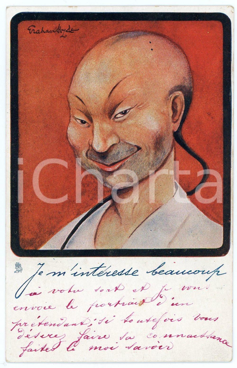 1904 SATIRE - CARICATURE Chinese man ILLUSTRATED Postcard FP VG Cartolina postale d'epoca, viaggiata. FAIR/discreto Lievi smussature agli angoli, indirizzo coperto da strato di inchiostro Formato: FP originale e autentica 1