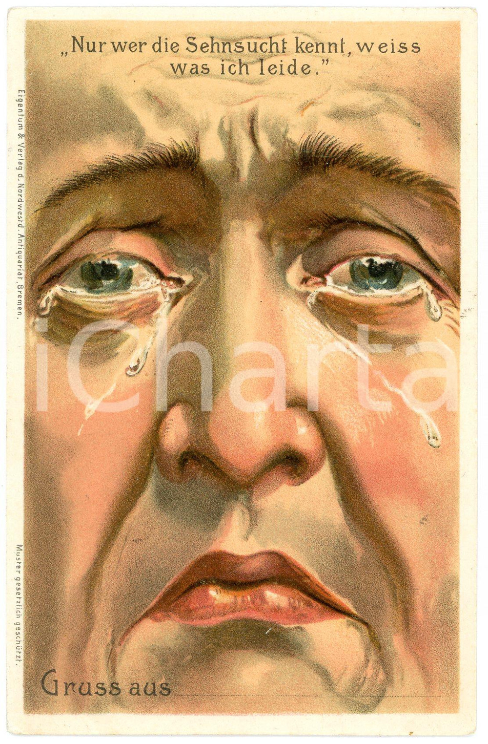 1899 BELGIUM Nur wer die Sehnsucht kennt, weiss was ich leide - Postcard FP VG Cartolina postale d'epoca, viaggiata. FAIR/discreto Lievi smussature agli angoli Formato: FP originale e autentica 1