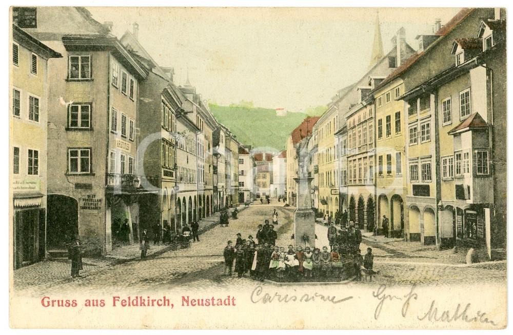 1905 FELDKIRCH - NEUSTADT (OSTERREICH) Blick auf die Stadt - Postcard FP VG  Cartolina postale d'epoca, viaggiata ma con affrancatura rimossa. FAIR/discreto Lievi smussature agli angoli, abrasione al verso Formato: FP originale e autentica 1