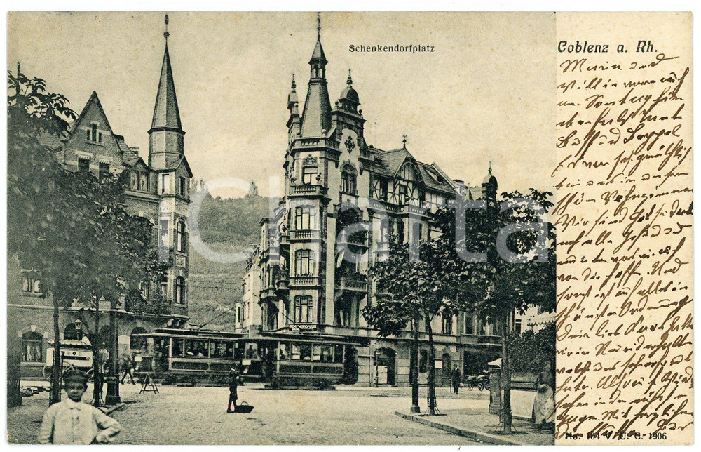 1907 KOBLENZ - DEUTSCHLAND Schenkendorfplatz - Postcard FP VG  Cartolina postale d'epoca, viaggiata. FAIR/discreto Lievi smussature agli angoli Formato: FP originale e autentica 1
