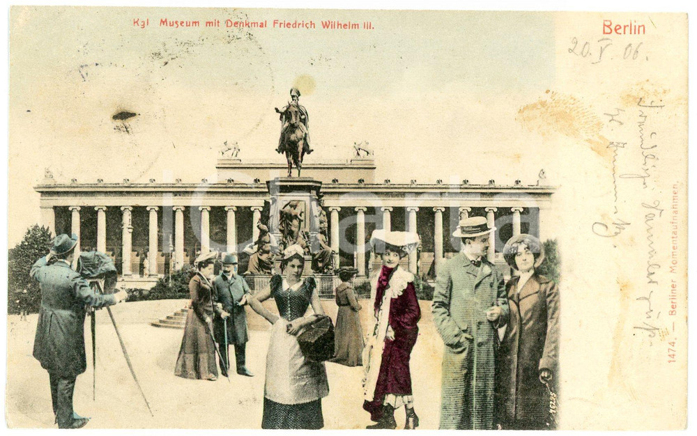 1906 BERLIN Kgl Museum mit denkmal Friedrich Wilhelm II - Postcard FP VG  Cartolina d'epoca, viaggiata ma con affrancatura rimossa. FAIR/discreto Smussature agli angoli Formato: FP originale e autentica 1