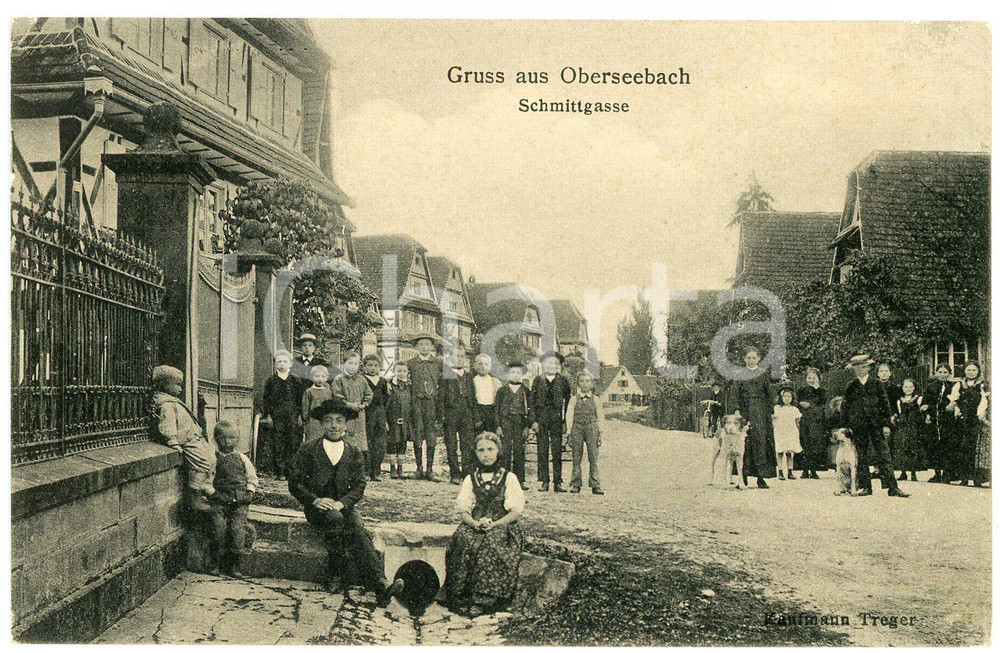 1918 OBERSEEBACH - FRANCE Schmittgasse - Postcard FP NV  Cartolina d'epoca, non viaggiata ma con nota manoscritta al verso. FAIR/discreto Smussature agli angoli Formato: FP originale e autentica 1