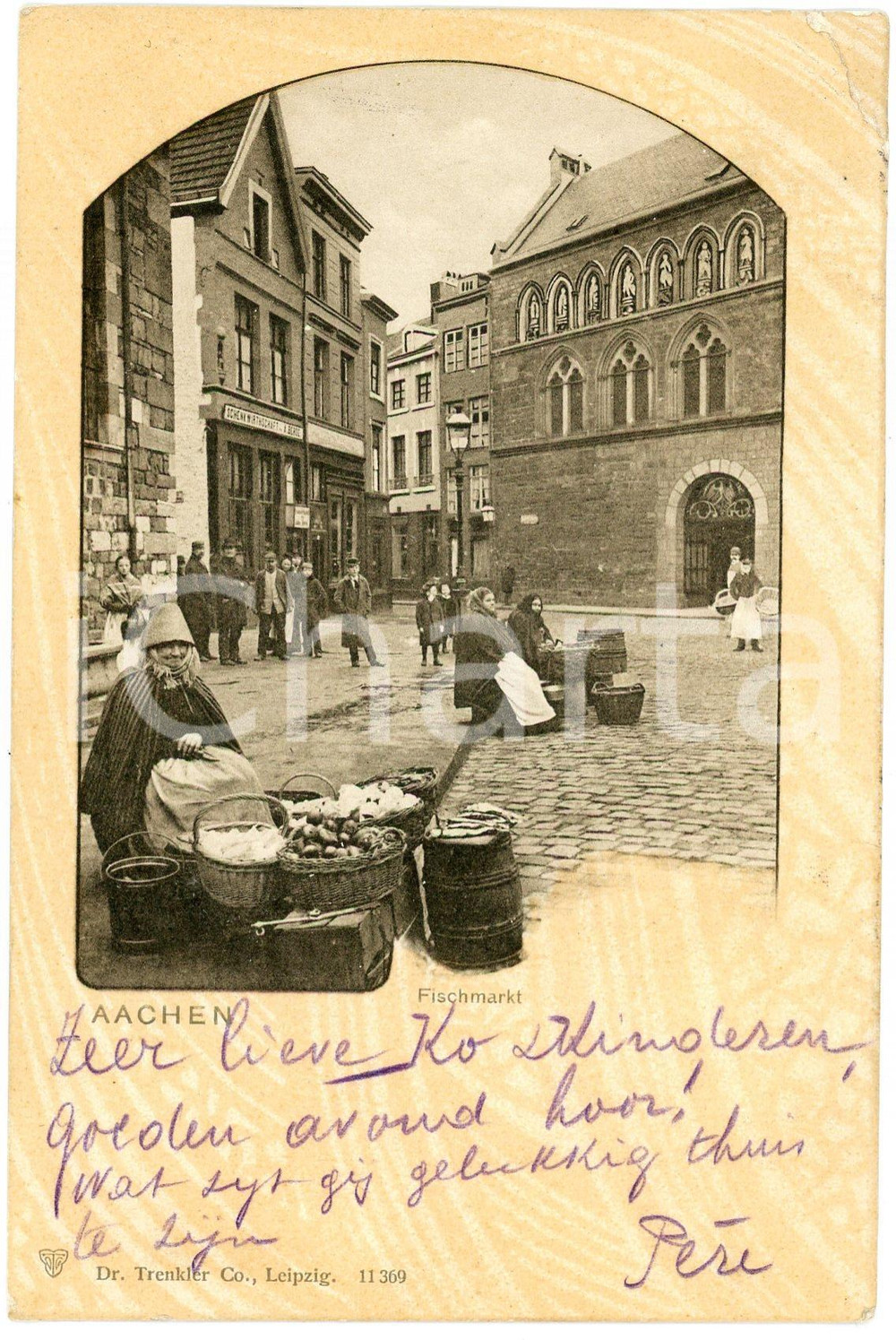 1904 AACHEN - DEUTSCHLAND Fischmarkt - Postcard FP VG  Cartolina d'epoca, viaggiata. POOR/danneggiato Smussature agli angoli Formato: FP originale e autentica 1