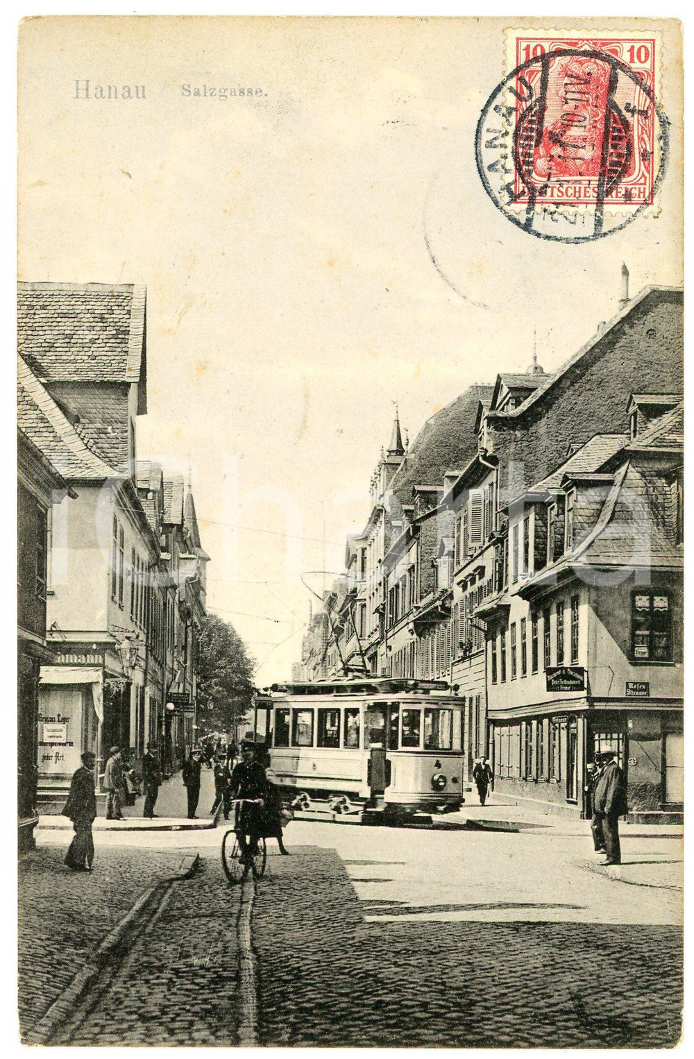 1911 HANAU - DEUTSCHLAND Salzgasse - Postcard FP VG  Cartolina d'epoca, viaggiata. POOR/danneggiato Smussature agli angoli Formato: FP originale e autentica 1