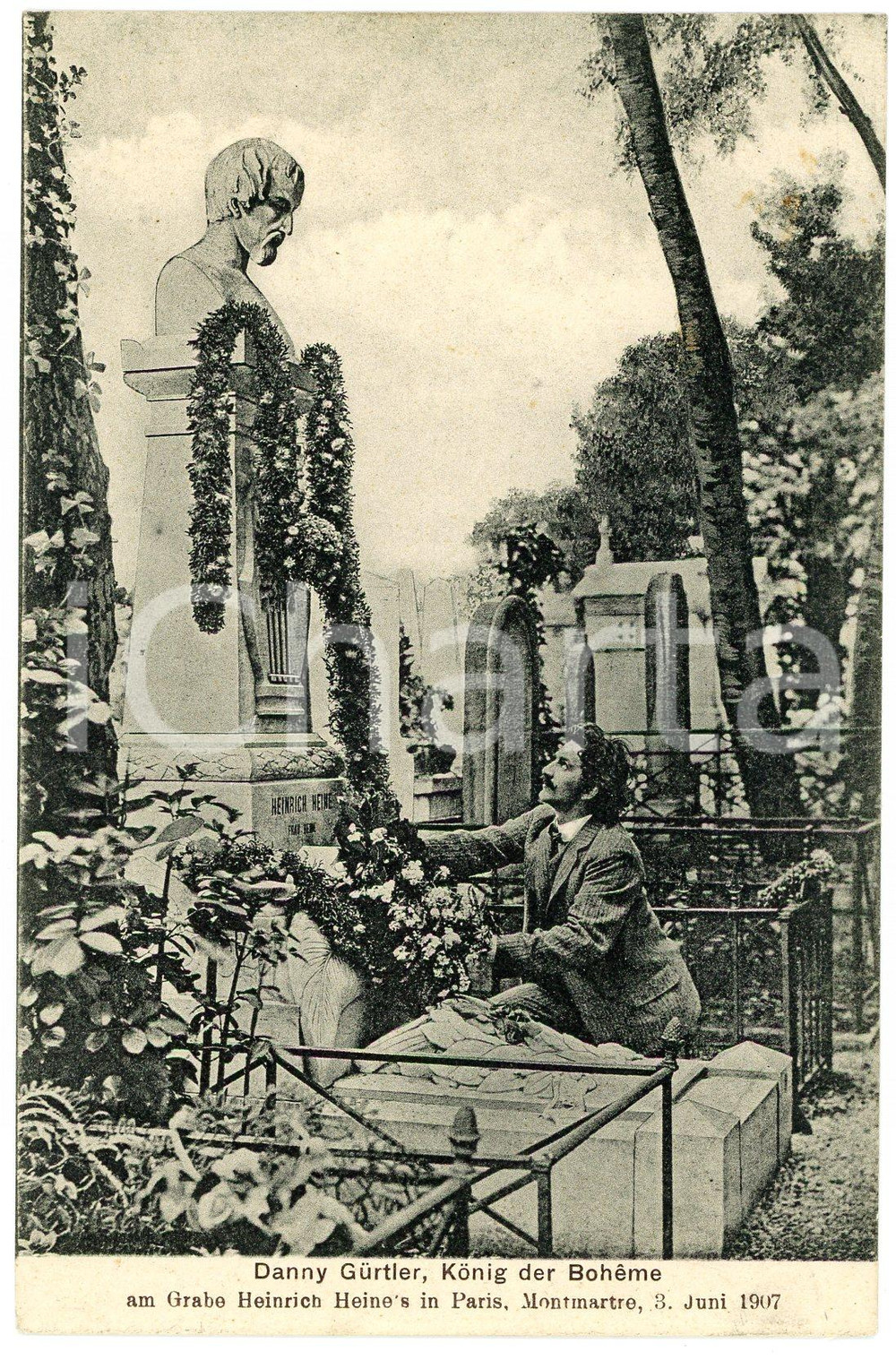1910 ca PARIS - MONTMATRE Danny GURTLER am grabe Heinrich Heine's - Postcard FP  Cartolina d'epoca, non viaggiata. POOR/danneggiato Smussature agli angoli Formato: FP originale e autentica 1