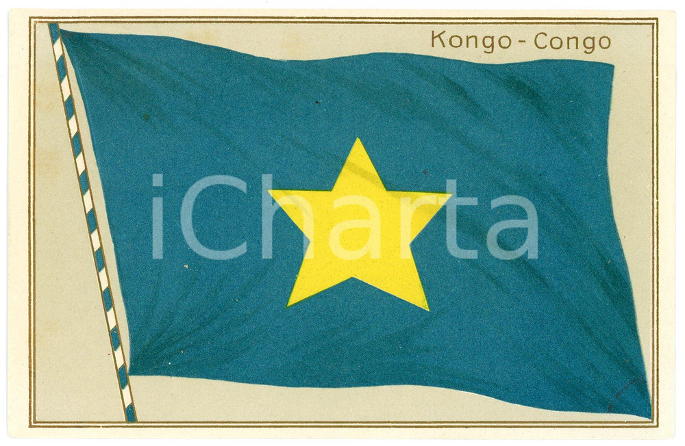 1905 ca CONGO FREE STATE Flag - Embossed illustrated postcard FP NV  Cartolina postale d'epoca, non viaggiata. FAIR/discreto Lievi smussature agli angoli Formato: FP originale e autentica 1