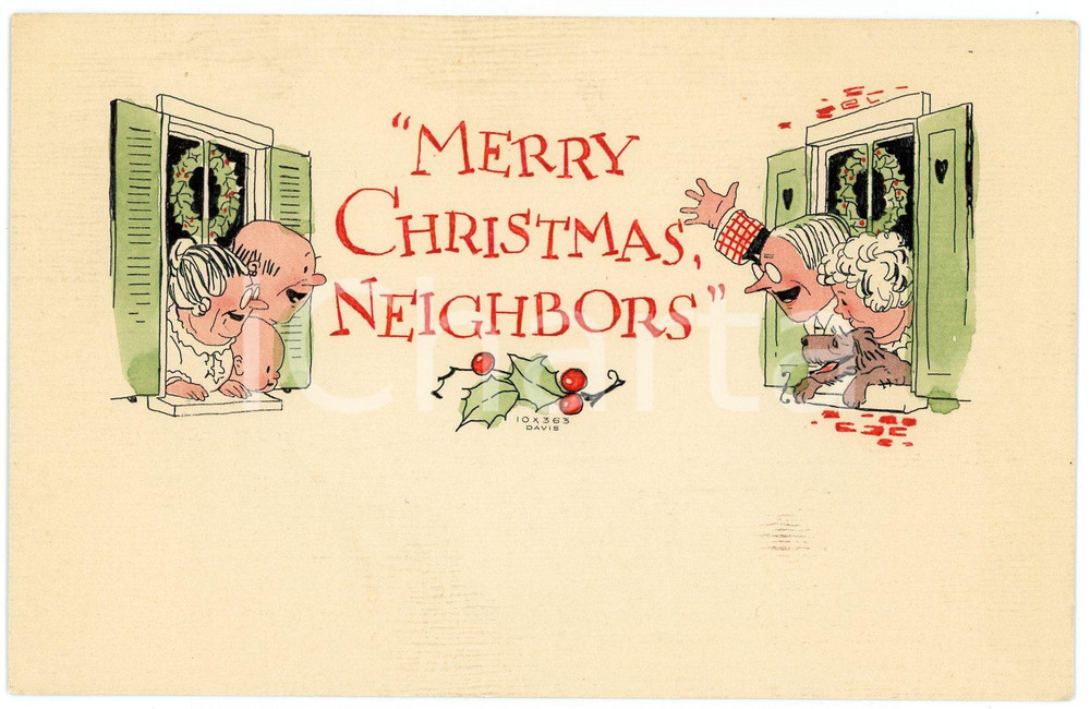 1900 ca CHRISTMAS - "Merry Christmas, Neighbors" - Embossed card  Biglietto d'epoca, a rilievo.CONDIZIONI: GFORMATO: 14x9 cm    originale e autentica 1