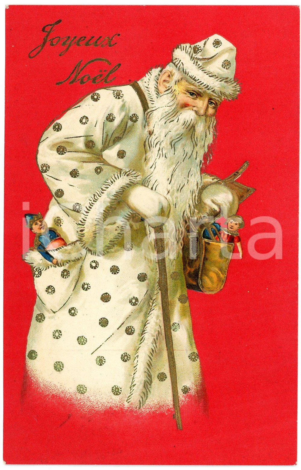 1905 - JOYEUX NOËL - Santa Claus delivering gifts - Embossed postcard  Cartolina postale d'epoca, viaggiata, in rilievo.CONDIZIONI: GFORMATO: FP    originale e autentica 1