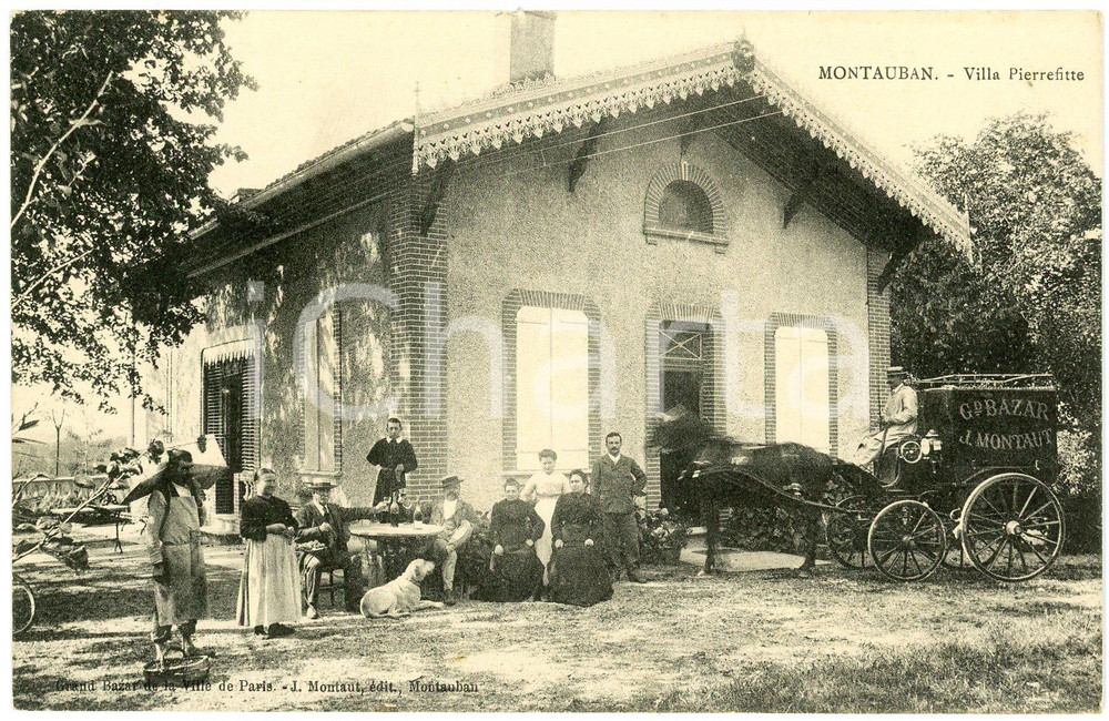 1910 ca MONTAUBAN - FRANCE Villa Pierrefitte - Bazar J. MONTAUT Carte postale FP  Cartolina postale d'epoca, non viaggiata. FAIR/discreto Lievi smussature agli angoli Formato: FP originale e autentica 1