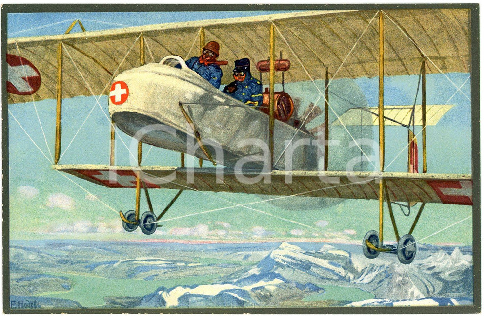 1916 WW1 Artist E. HODEL Hiver 1915/16 - Carte postale GLOBETROTTER 2 Série (2)  Cartolina postale d'epoca, non viaggiata.CONDIZIONI: GOODFORMATO: FP    originale e autentica 1