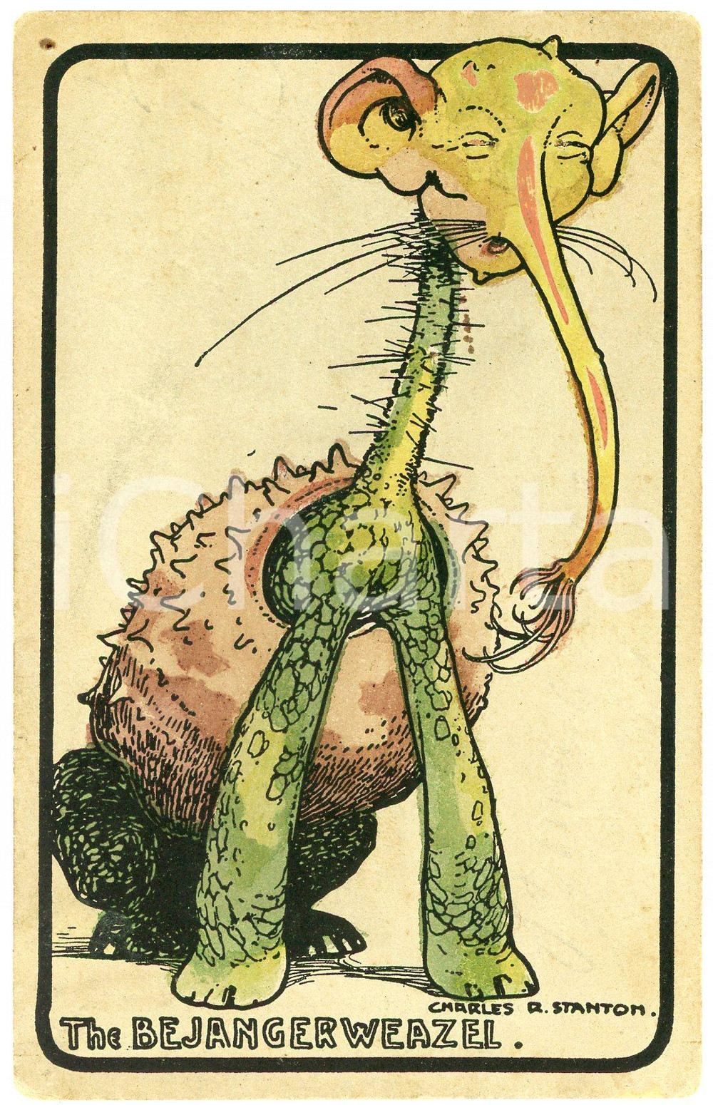1914 FANTAZOOLOGY Artist Charles R. STANTON Bejangerweazel - Postcard FP VG  Cartolina postale d'epoca, viaggiata ma affrancatura rimossaCONDIZIONI: FAIR (lievi piegature agli angoli)FORMATO: FP    originale e autentica 1