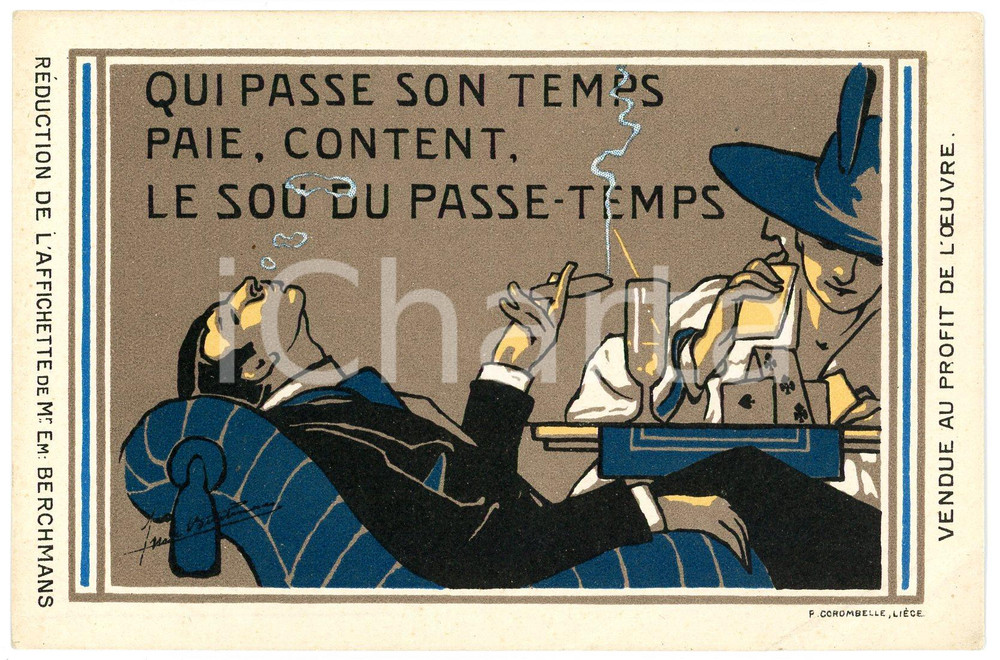 1910 ca BRUXELLES Artist Emile BERCHMANS - Le sou du passe-temps ^Postcard  Cartolina postale d'epoca, non viaggiata.CONDIZIONI: P (piegature al lato inferiore)FORMATO: FP    originale e autentica 1