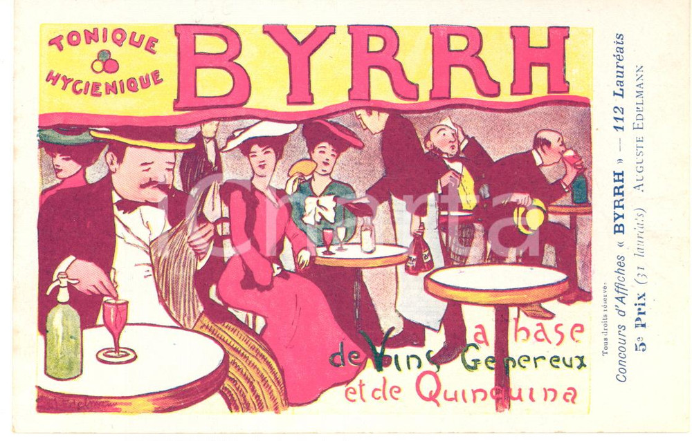 1910 ca BYRRH Tonique Hygienique - Artist Auguste EDELMANN *Advertising postcard  Cartolina postale d'epoca, non viaggiata.CONDIZIONI: GFORMATO: FP    originale e autentica 1