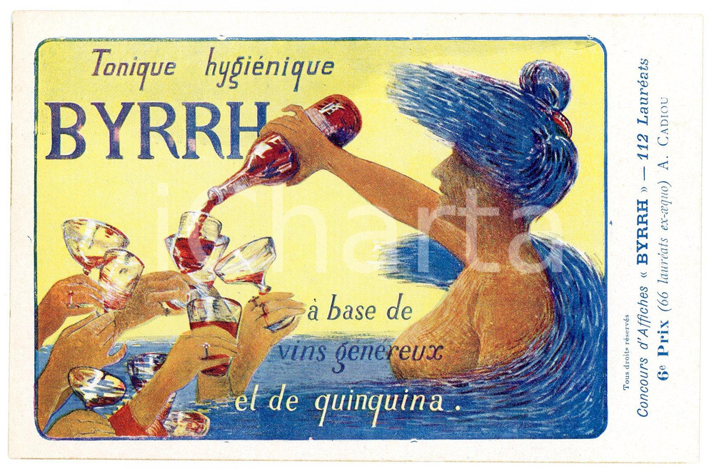 1910 ca BYRRH Tonique hygienique - Artist A. CADIOU - Carte Postale  Cartolina postale d'epoca, non viaggiata.CONDIZIONI: GFORMATO: FP    originale e autentica 1