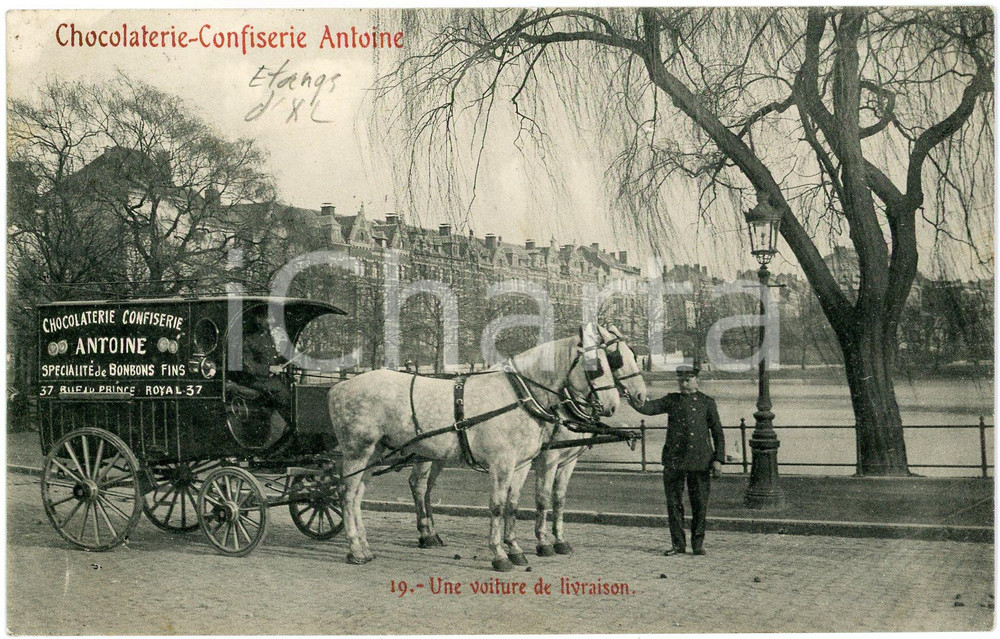 1912 BELGIQUE Chocolaterie Antoine - Voiture de livraison - Carte postale FP VG  Cartolina postale d'epoca, viaggiata. GOOD/buono  Formato: FP originale e autentica 1