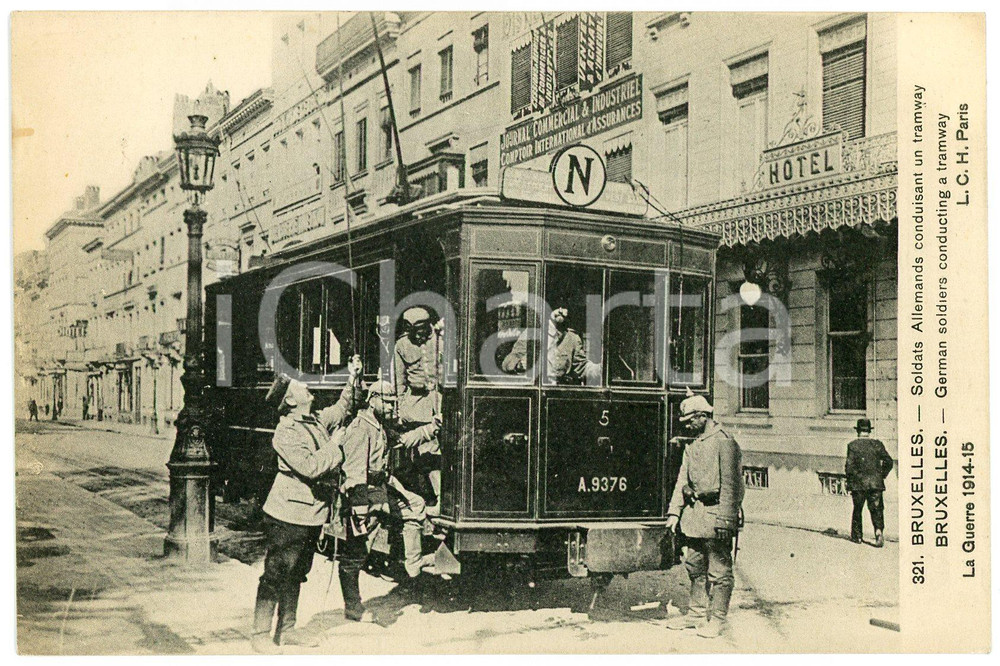 1920 ca BRUXELLES German soldiers conducting a tramway - Carte postale FP NV  Cartolina postale d'epoca, non viaggiata. FAIR/discreto Lievi smussature agli angoli Formato: FP originale e autentica 1