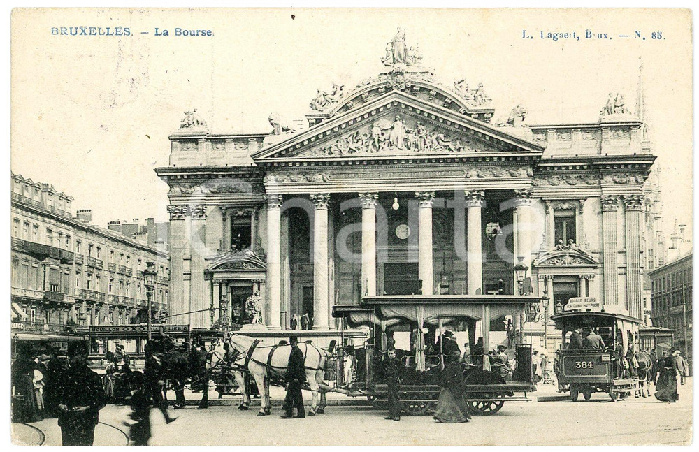 1910 ca BRUXELLES - BELGIQUE La Bourse - Carte postale FP VG  Cartolina postale d'epoca,  viaggiata. FAIR/discreto Lievi smussature e sbrecciature agli angoli Formato: FP originale e autentica 1