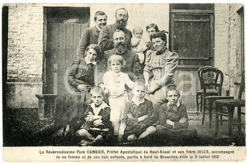 1910 HAUT KASAI - CONGO BELGE Père CAMBIER et sa famille - Carte postale FP VG  Cartolina postale, viaggiata. FAIR/discreto Lievi smussature agli angoli Formato: FP originale e autentica 1