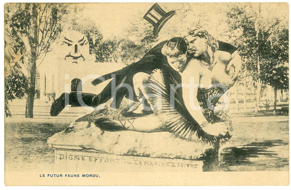 1905 LIÈGE Le futur faune mordu - Artist Jef LAMBEAUX Carte postale humoristique  Cartolina postale d'epoca, non viaggiata.CONDIZIONI: FAIR FORMATO: FP    originale e autentica 1