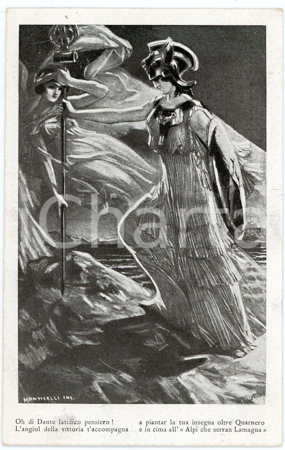 1915 ca VERONA Pro Ufficio Notizie alle famiglie dei militari - Cartolina FP NV  Cartolina postale d'epoca, non viaggiata.Illustrazione di Monticelli.CONDIZIONI: FAIR FORMATO: FP    originale e autentica 1