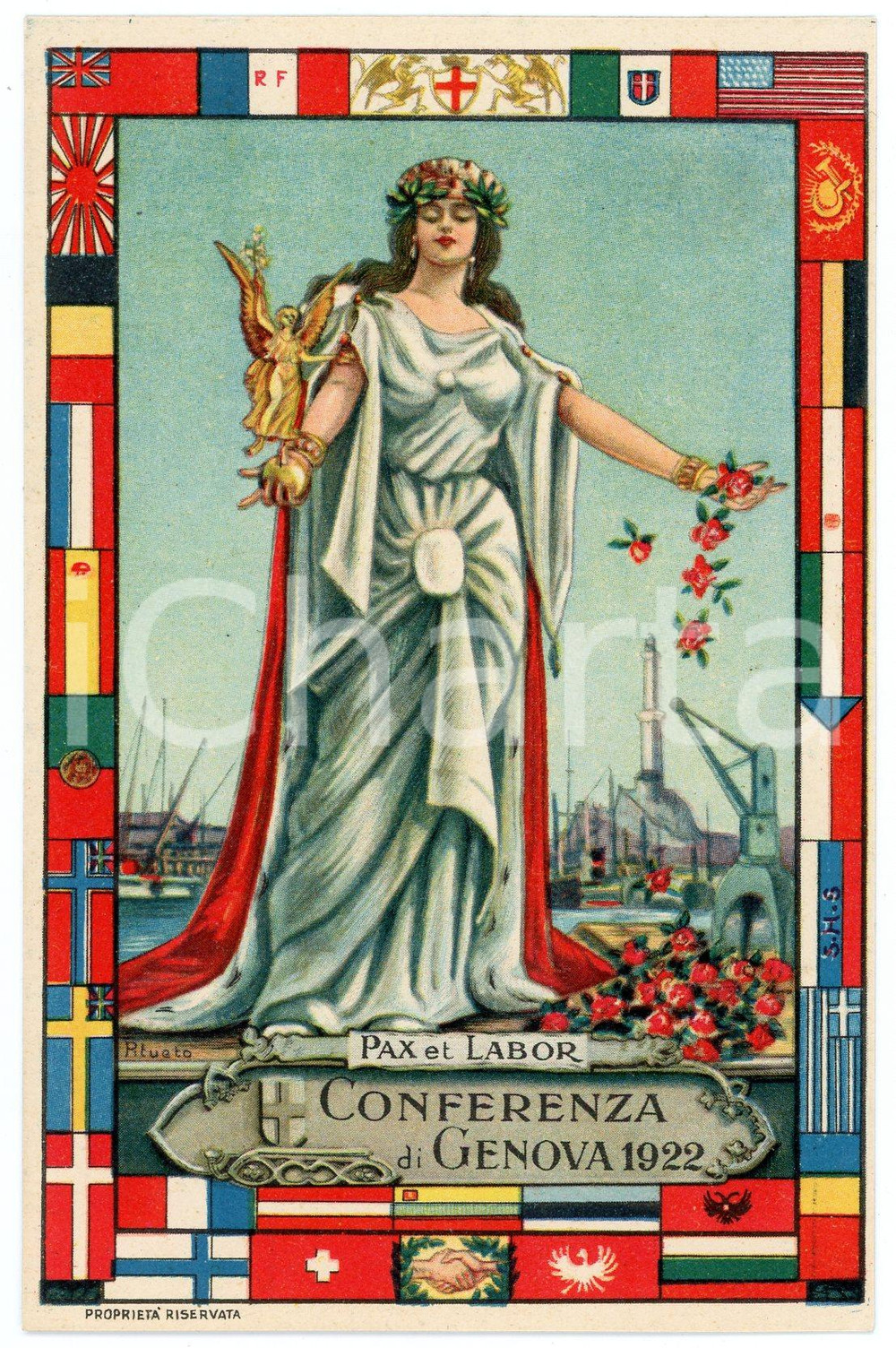 1922 CONFERENZA DI GENOVA Artista PITUATO Pax et labor - Cartolina FP NV  Cartolina postale d'epoca, non viaggiata.CONDIZIONI: FAIR FORMATO: FP    originale e autentica 1