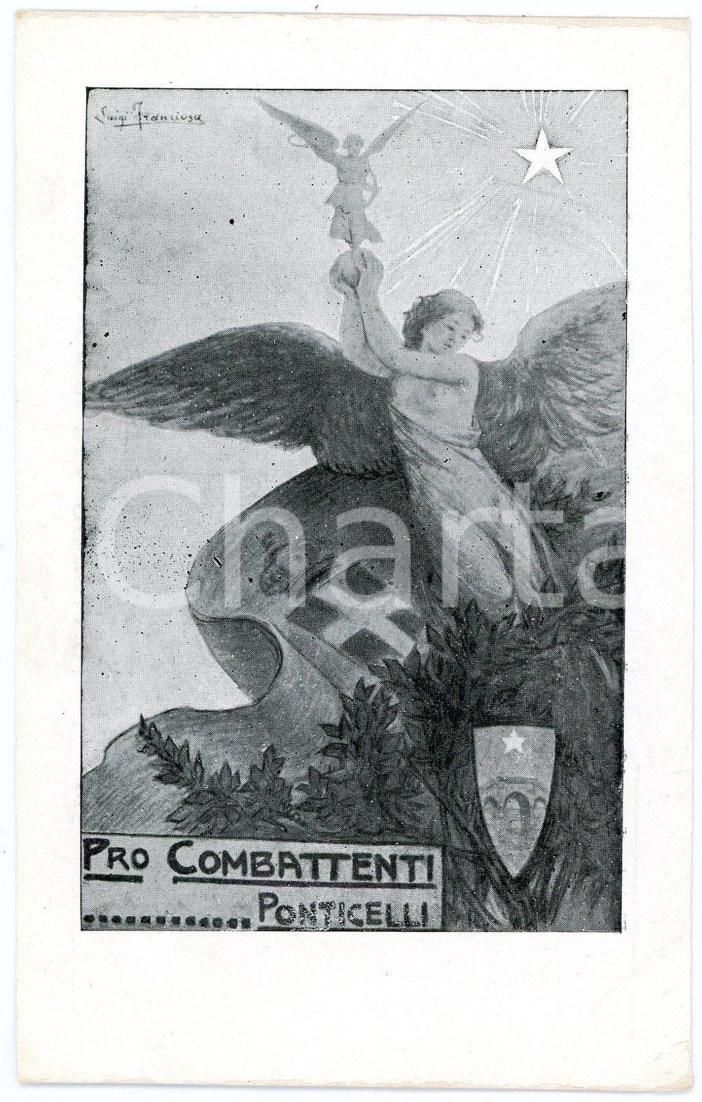 1915 ca WW1 Artista Luigi FRANCIOSA Pro Combattenti NAPOLI PONTICELLI Cartolina  Cartolina postale d'epoca, non viaggiata.CONDIZIONI: FAIR FORMATO: FP    originale e autentica 1