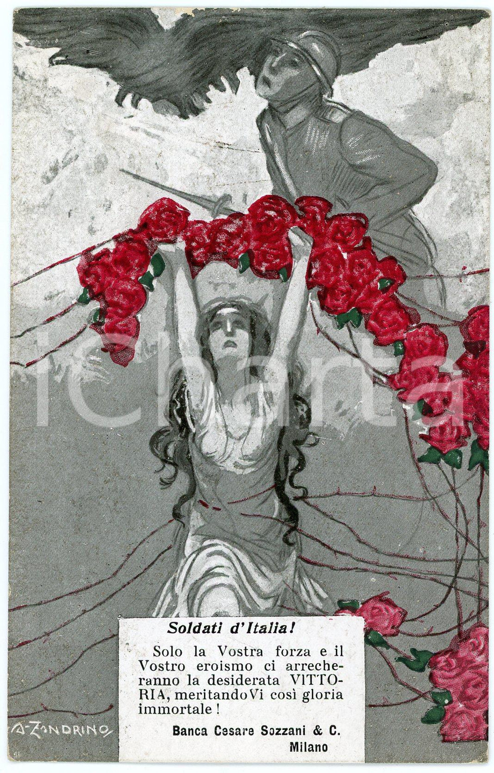 1915 ca WW1 - L'ANIMA ITALIANA Artista A. ZANDRINO Cartolina FP VG  Cartolina postale d'epoca, viaggiata.CONDIZIONI: FAIR (lievi smusstaure agli angoli)FORMATO: FP    originale e autentica 1