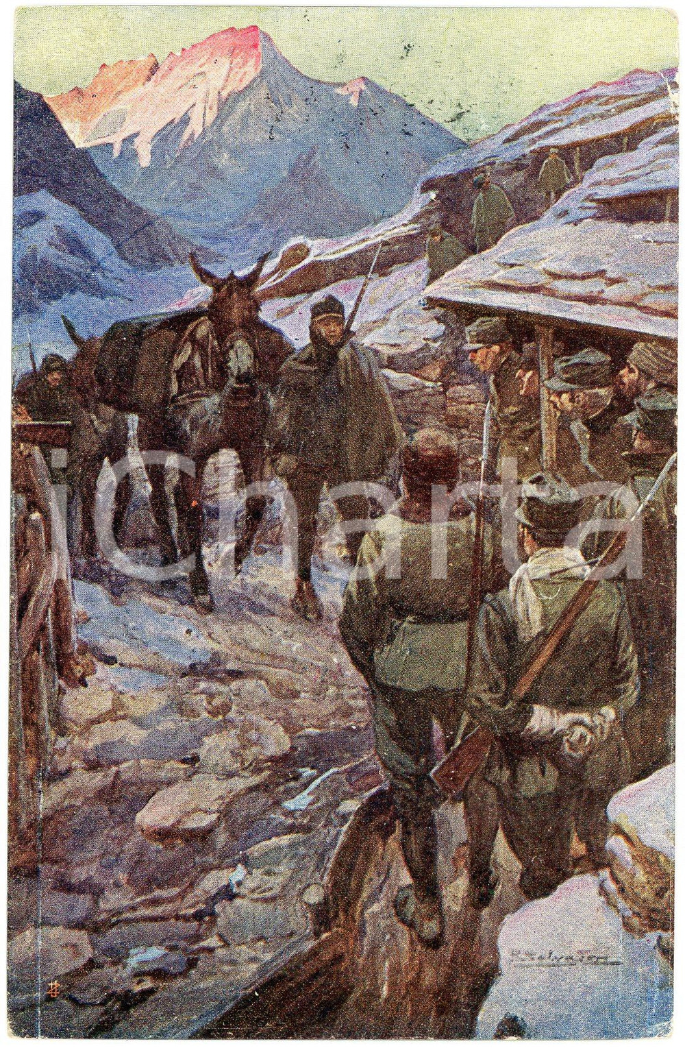 1917 WW1 Artista R. SALVADORI La Guerra Nostra - Cartolina (1)  Cartolina postale d'epoca,viaggiata.Edita a beneficio del Comitato Lombardo per i soldati mutilati in guerra.CONDIZIONI: FAIR (piegature agli angoli superiori)FORMATO: FP    originale e autentica 1