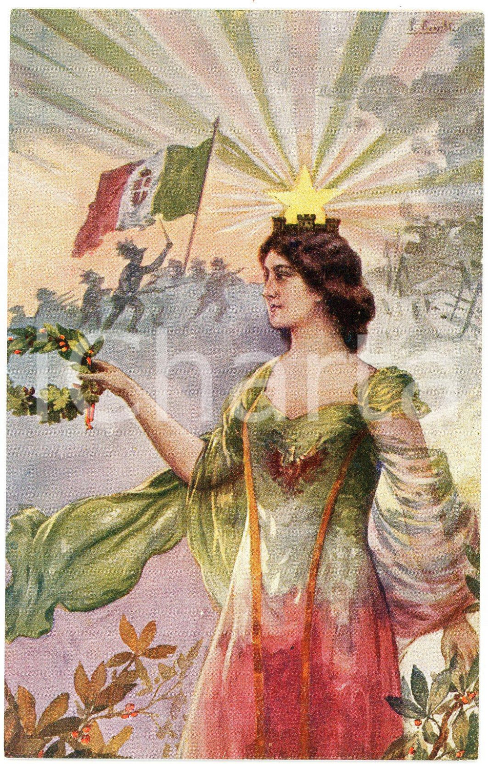 1915 ca WW1 Artista L. PIRALLI Gloria e premio ai nostri eroi - Cartolina FP NV  Cartolina postale d'epoca, non viaggiata.CONDIZIONI: GOODFORMATO: FP    originale e autentica 1