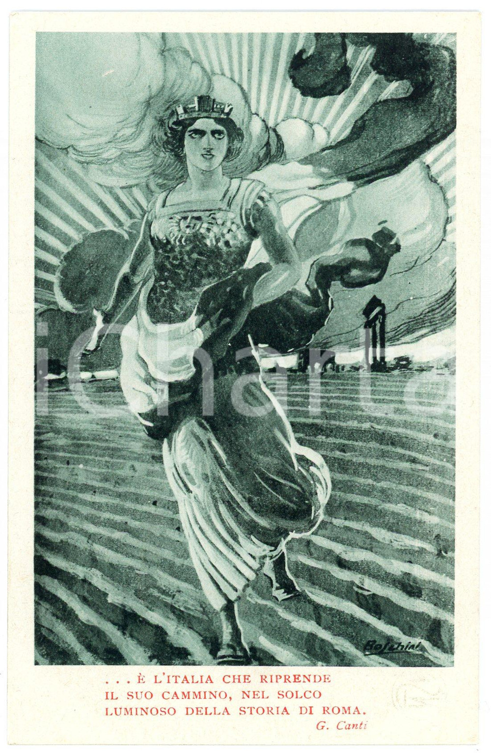 1918 WW1 Artista BOSCHINI Lega delle Seminatrici di Coraggio - Cartolina FP NV  Cartolina postale d'epoca, non viaggiata.CONDIZIONI: goodFORMATO: FP    originale e autentica 1