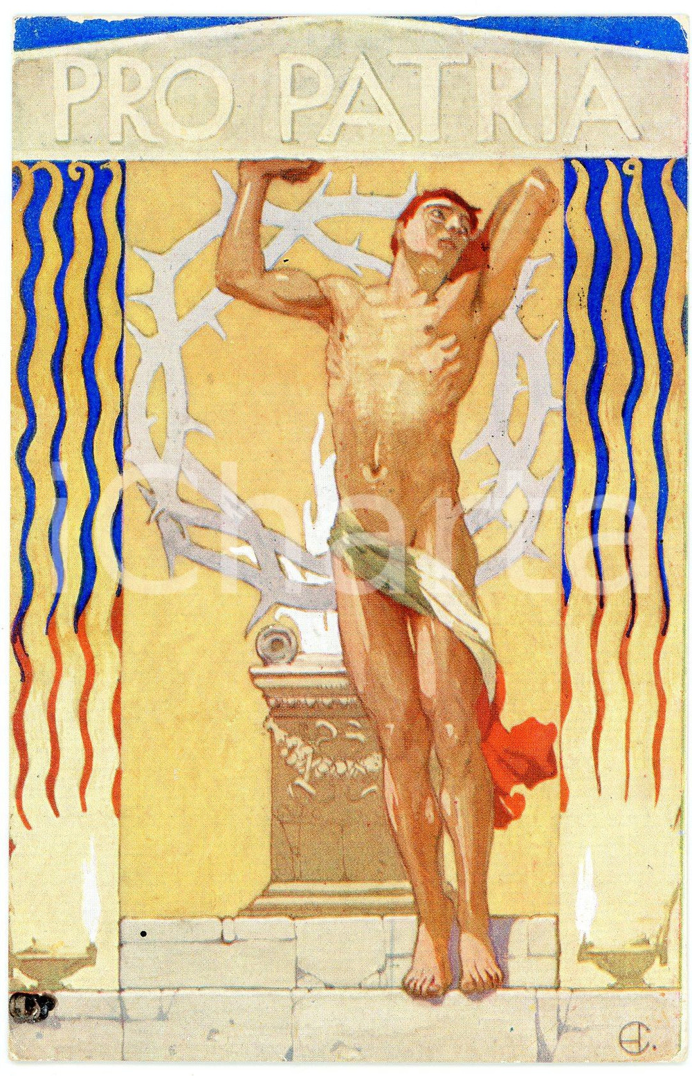 1915 WW1 PRO PATRIA Cartolina illustrata PRO MUTILATI FP VG  Cartolina postale d'epoca, viaggiata.CONDIZIONI: FAIR (lievi smussature agli angoli, sbrecciature al margine superiore)FORMATO: FP    originale e autentica 1