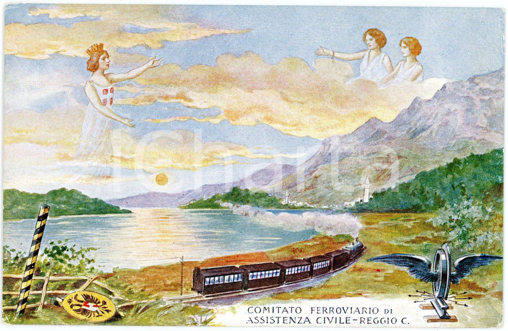 1920 ca REGGIO CALABRIA Comitato Ferroviario di Assistenza Civile - Cartolina  Cartolina postale d'epoca, non viaggiata.CONDIZIONI: FAIR (smussature agli angoli)FORMATO: FP    originale e autentica 1