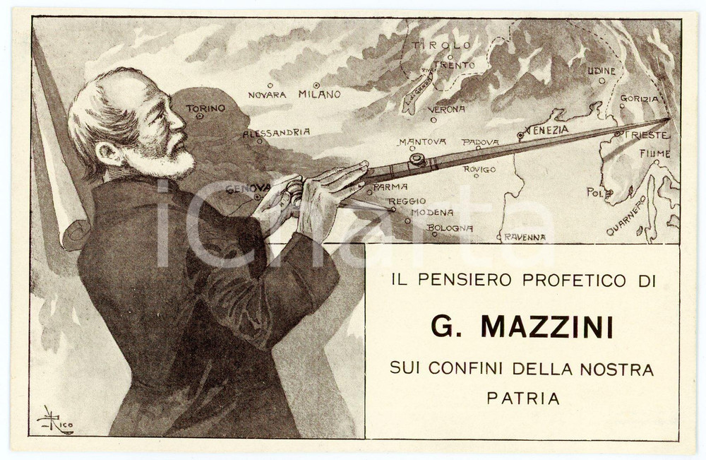 1915 ca TRENTO - TRIESTE Pensiero profetico di Giuseppe MAZZINI - Cartolina FP  Cartolina postale d'epoca, non viaggiata.CONDIZIONI: FAIR FORMATO: FP    originale e autentica 1