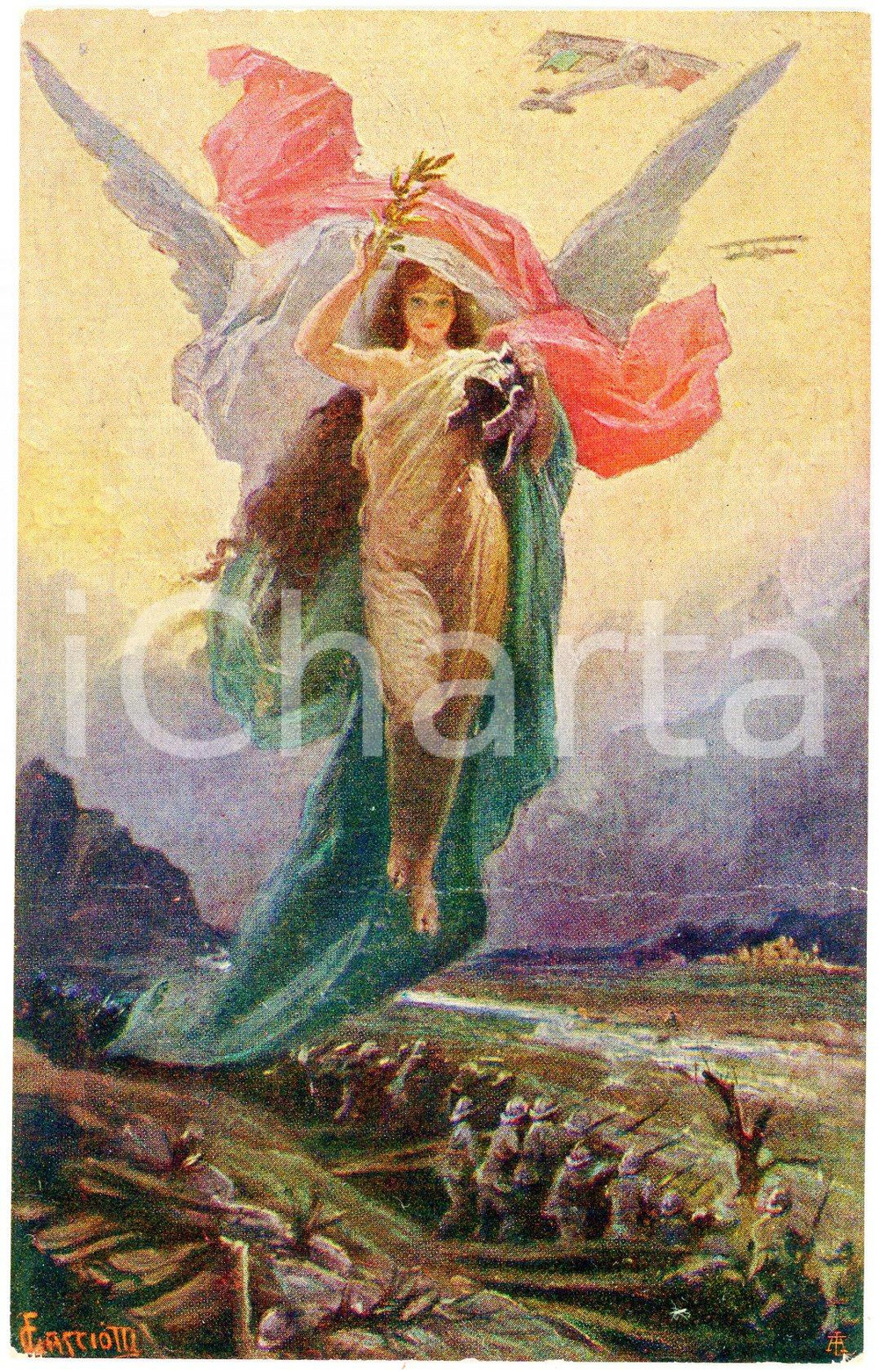 1915 ca WW1 Artista Giovanni FASCIOTTI Eroica - Cartolina ILLUSTRATA FP NV  Cartolina postale d'epoca, non viaggiata.Con una poesia di Gigi Sina.EDITORE: Ufficio Assistenza Militari della Societ&agrave; Anonima Meccanica Lombarda - MonzaCONDIZIONI: FAIR FORMATO: FP    originale e autentica 1