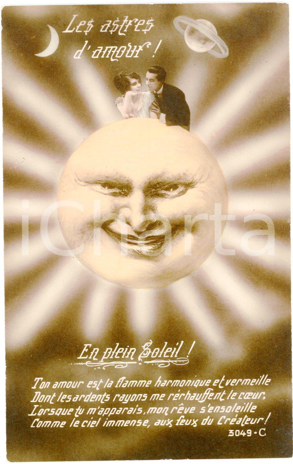 1910 ca LES ASTRES D'AMOUR En plein soleil - Carte postale ILLUSTRÉE FP NV  Cartolina postale d'epoca, non viaggiata.CONDIZIONI: FAIR (lievi smussature)FORMATO: FP    originale e autentica 1
