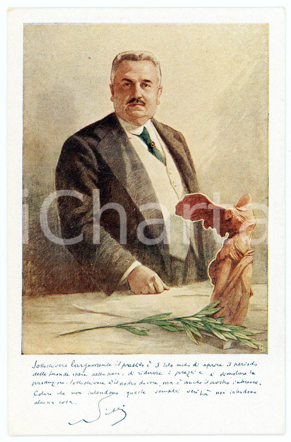 1920 ca VI PRESTITO NAZIONALE Francesco Saverio NITTI Cartolina illustrata FP Cartolina postale d'epoca, non viaggiata.  FAIR/discreto Lievi smussature agli angoli Formato: FP originale e autentica 1