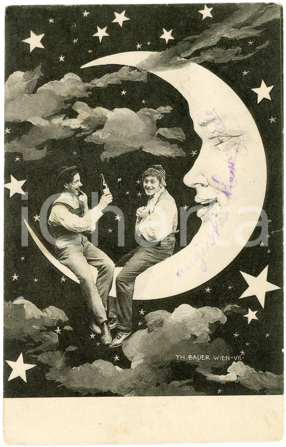 1904 HUMOUR Drunk men on the moon ILLUSTRATED Postcard FP VG  Cartolina postale d'epoca, viaggiata.CONDIZIONI: FAIR (smussature e lievi piegature agli angoli)FORMATO: FP     originale e autentica 1