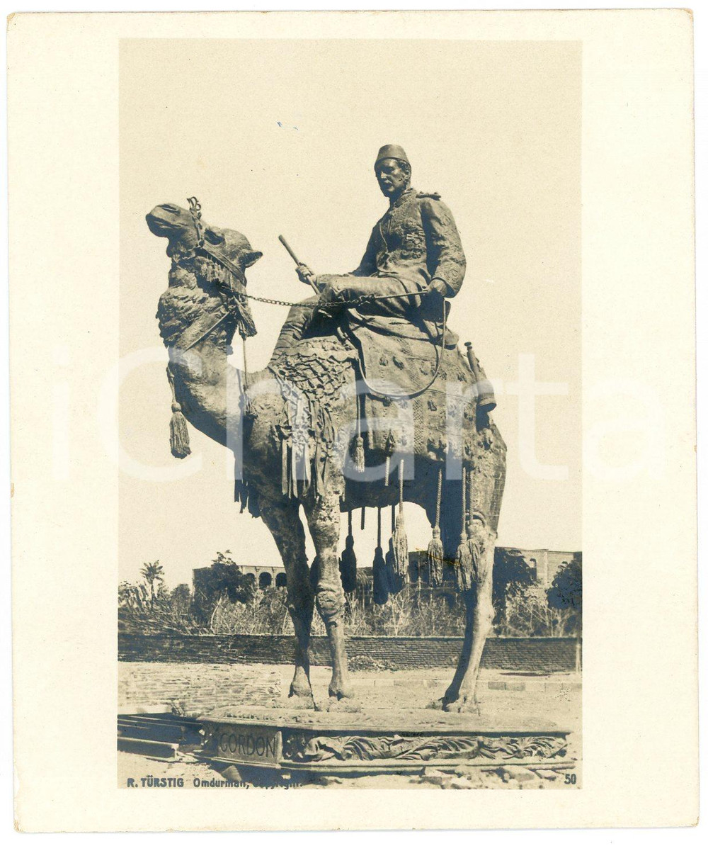 Fotografia d epoca originale 1910 ca AngloEgyptian SUDAN  OMDURMAN Statue of General GORDON  Photo TÃœRSTIG 1