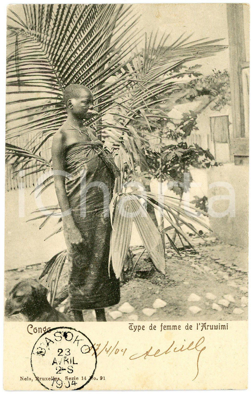 1904 CONGO BELGE Type de femme de l'ARUWIMI Carte postale FP NV  Cartolina d'epoca, viaggiata. FAIR/discreto Lievi smussature agli angoli Formato: FP originale e autentica 1