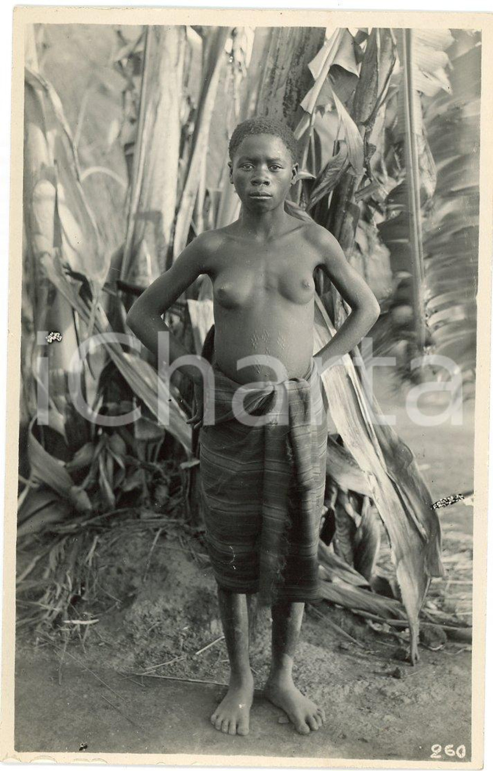 1930 ca CONGO BELGE - Portrait de femme - Photo L. GABRIEL 260 Fotografia originale d'epoca, in formato cartolina postale.FOTOGRAFO: L&eacute;opold Gabriel - Panda - Katanga  GOOD/buono  Formato: 9x14 cm originale e autentica 1