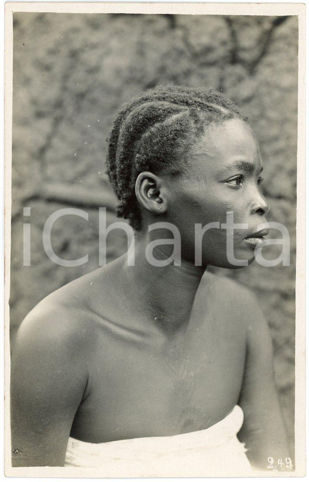 Fotografia d epoca originale 1930 ca CONGO BELGE  Coiffure de femme  Scarification Photo L. GABRIEL 249 1