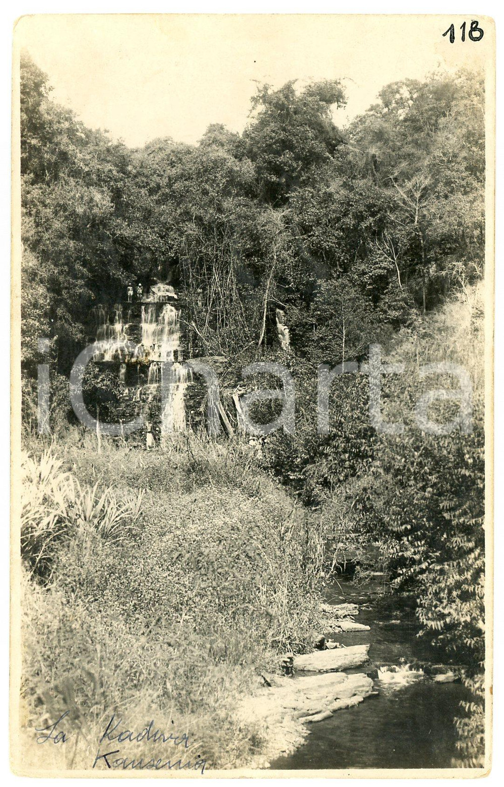 1930 ca CONGO BELGE - KANSENIA - Chutes - Photo L. GABRIEL 118 Fotografia originale d'epoca, in formato cartolina postale.FOTOGRAFO: L&eacute;opold Gabriel - Panda - Katanga  GOOD/buono  Formato: 9x14 cm originale e autentica 1